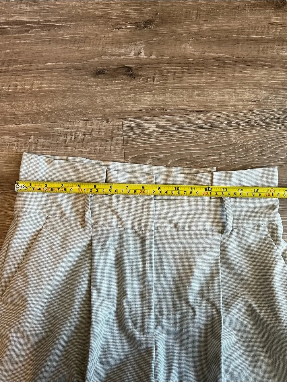 Mango white size 10 tan gingham paper bag pleated linen blend pants